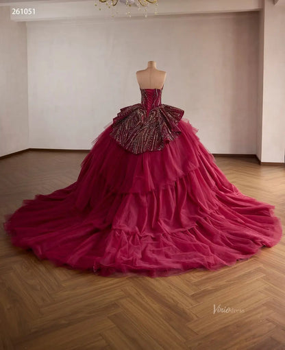 261051-Quinceanera Dresses 2026-Viniodress-Burgundy-Custom Size – Add Measurements in Cart-