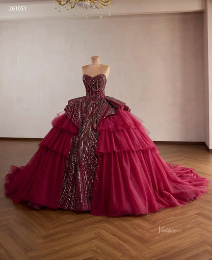 261051-Quinceanera Dresses 2026-Viniodress-Burgundy-Custom Size – Add Measurements in Cart-