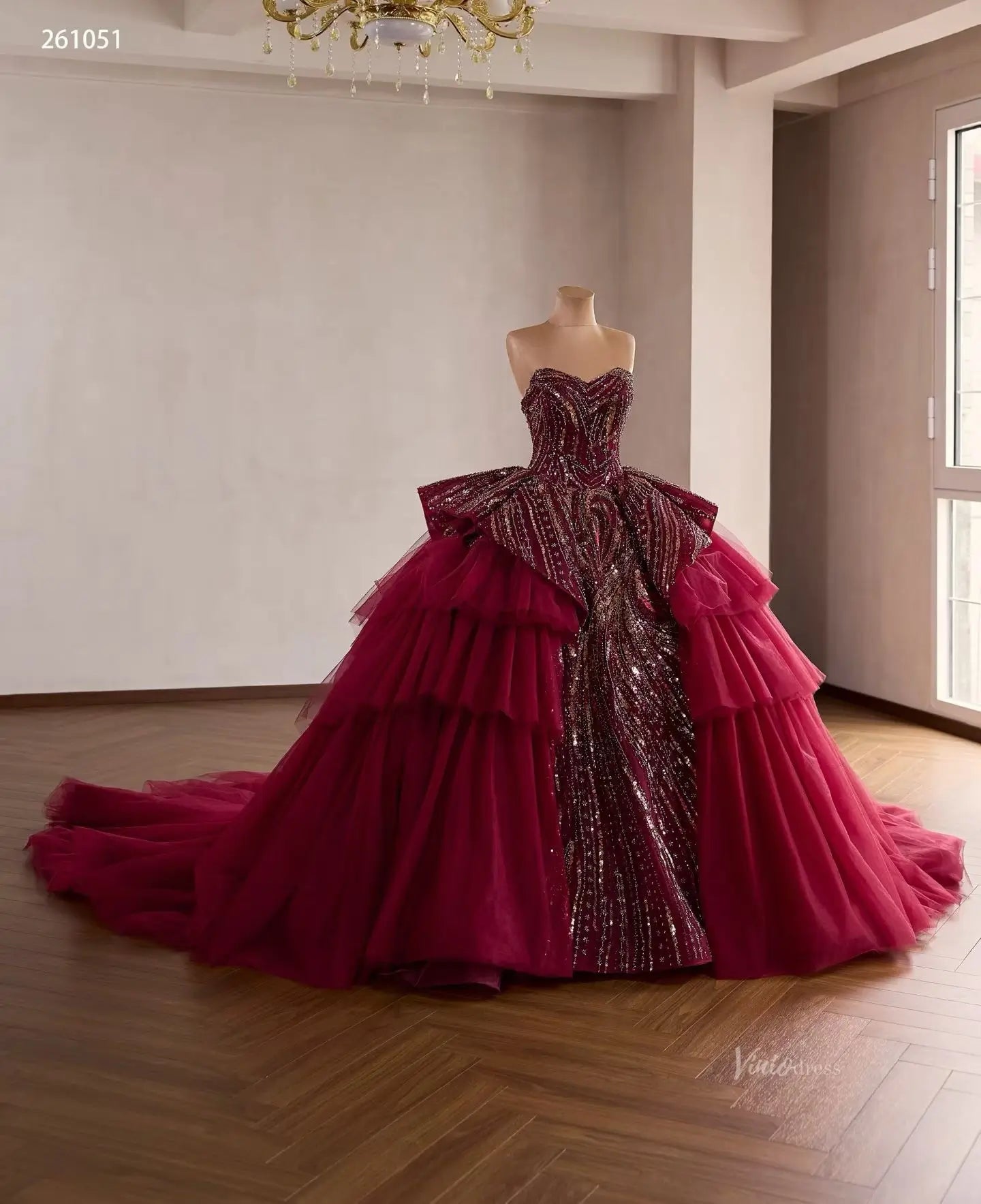 261051-Quinceanera Dresses 2026-Viniodress-Burgundy-Custom Size – Add Measurements in Cart-