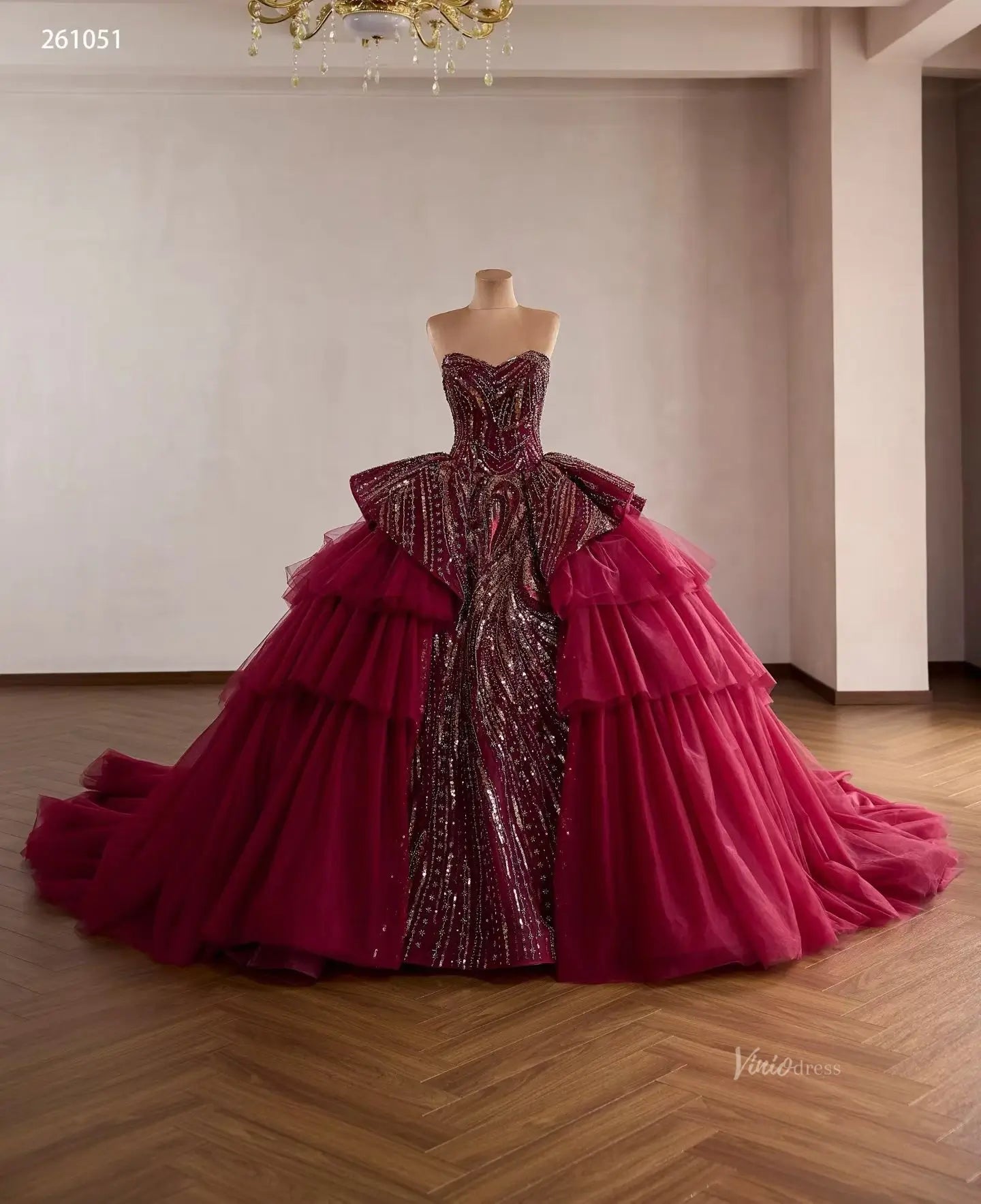 261051-Quinceanera Dresses 2026-Viniodress-Burgundy-Custom Size – Add Measurements in Cart-
