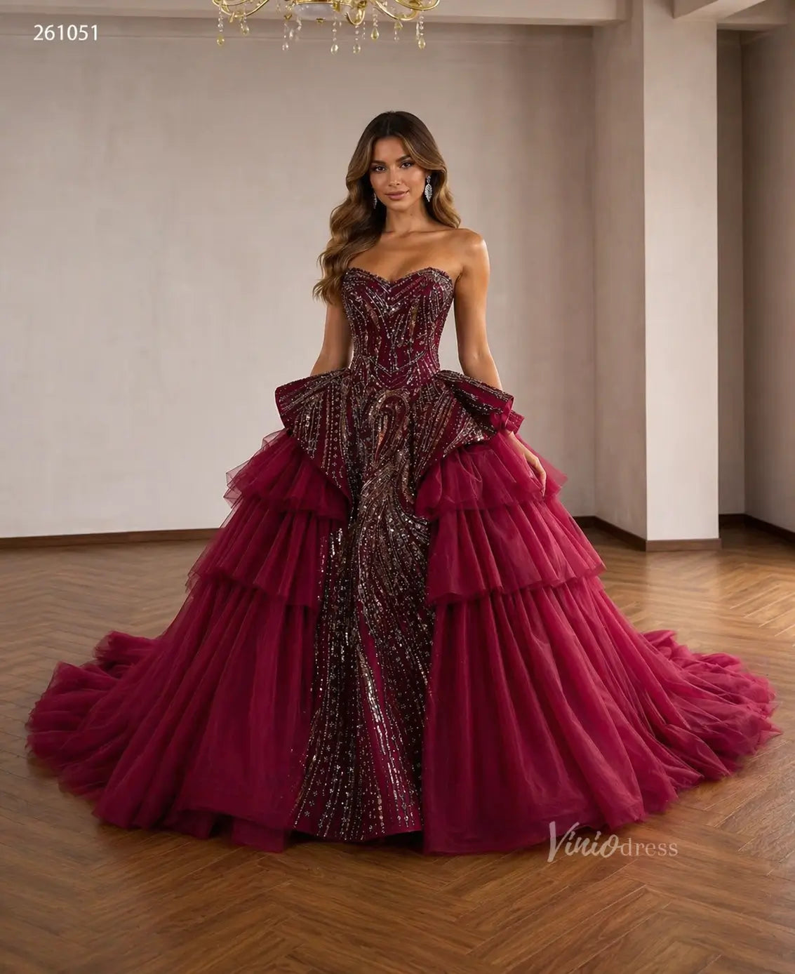 261051-Quinceanera Dresses 2026-Viniodress-Burgundy-Custom Size – Add Measurements in Cart-