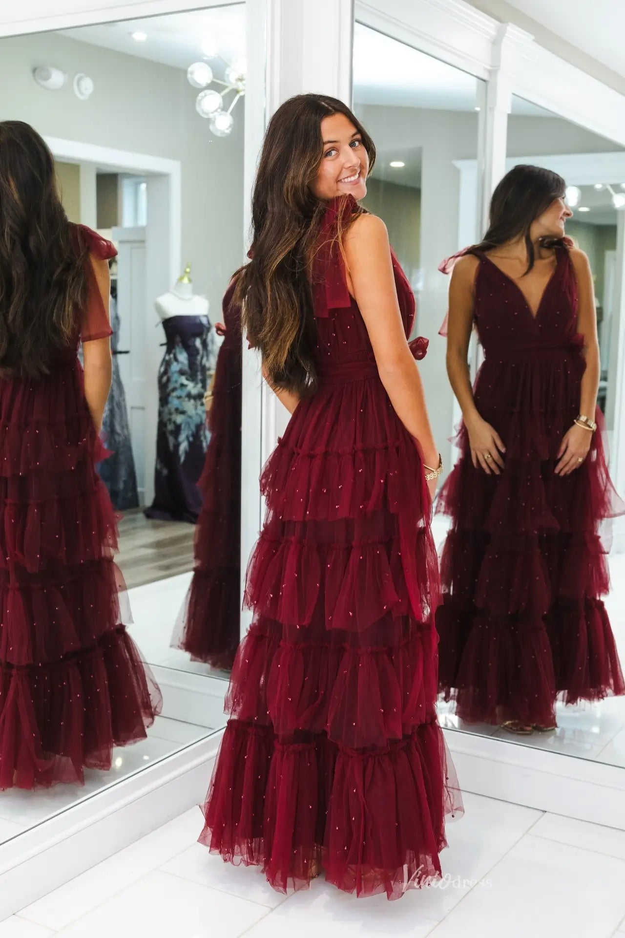 RF166-prom dresses 2026-Viniodress-Burgundy-Custom Size-