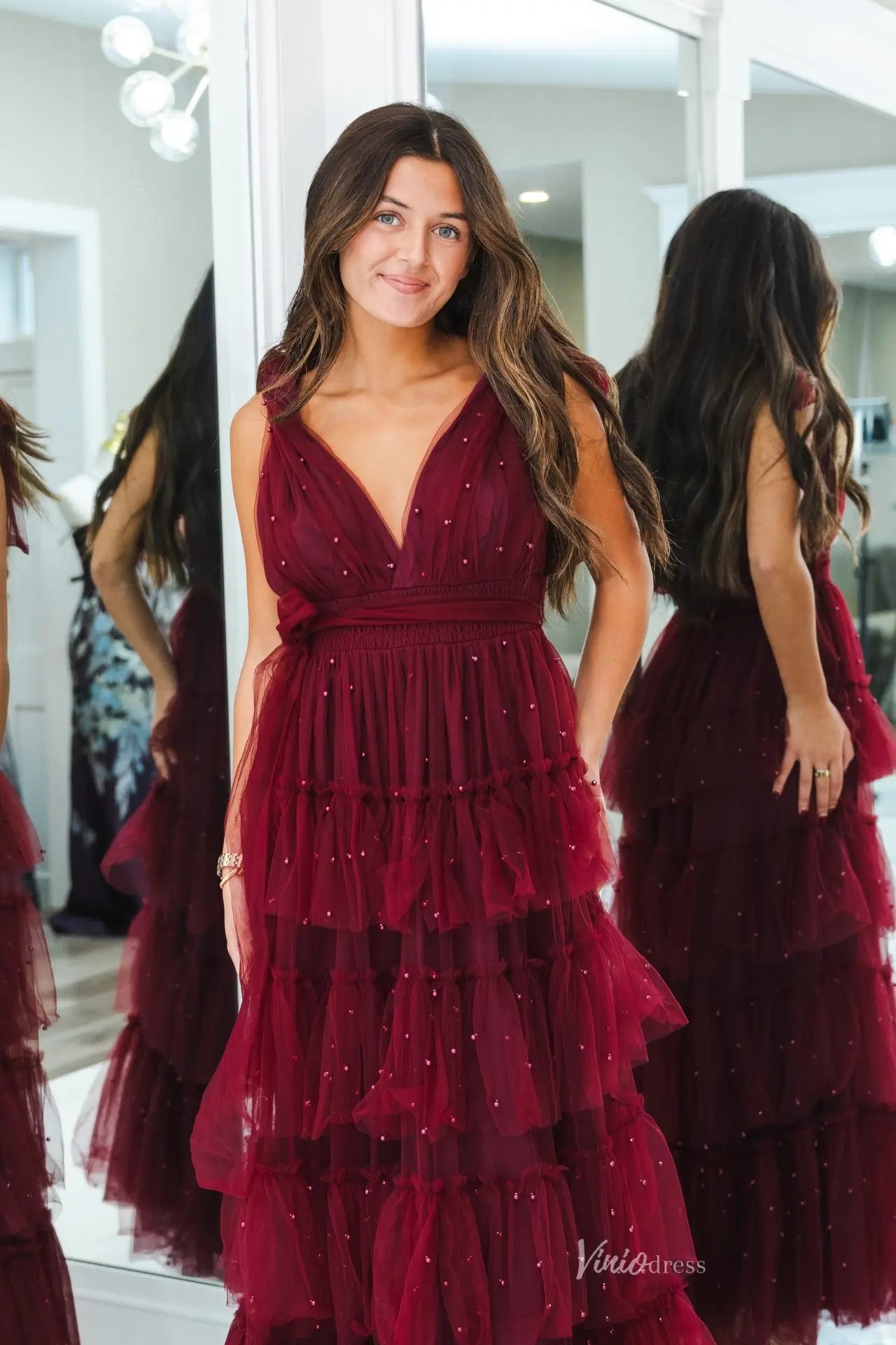 RF166-prom dresses 2026-Viniodress-Burgundy-Custom Size-