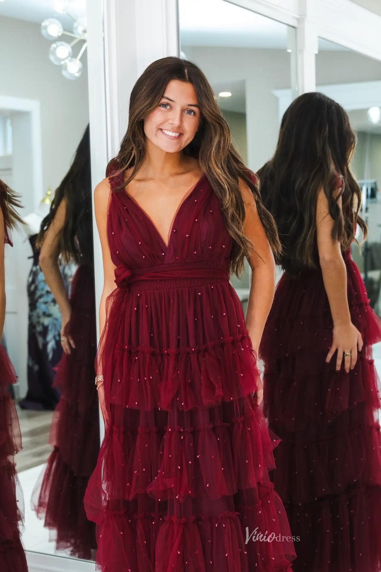 RF166-prom dresses 2026-Viniodress-Burgundy-Custom Size-
