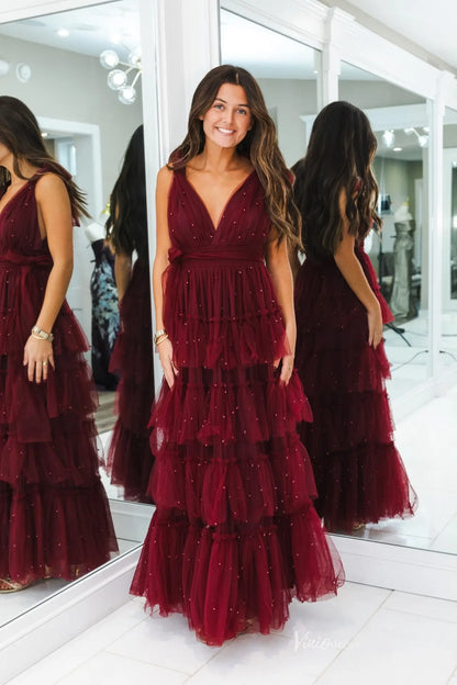 RF166-prom dresses 2026-Viniodress-Burgundy-Custom Size-