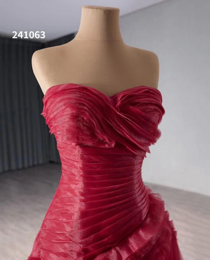 Burgundy Tiered Ruffled Wedding Gowns Strapless Quince Dress 241063-Quinceanera Dresses 2025 -Viniodress-Burgundy-Custom Size-