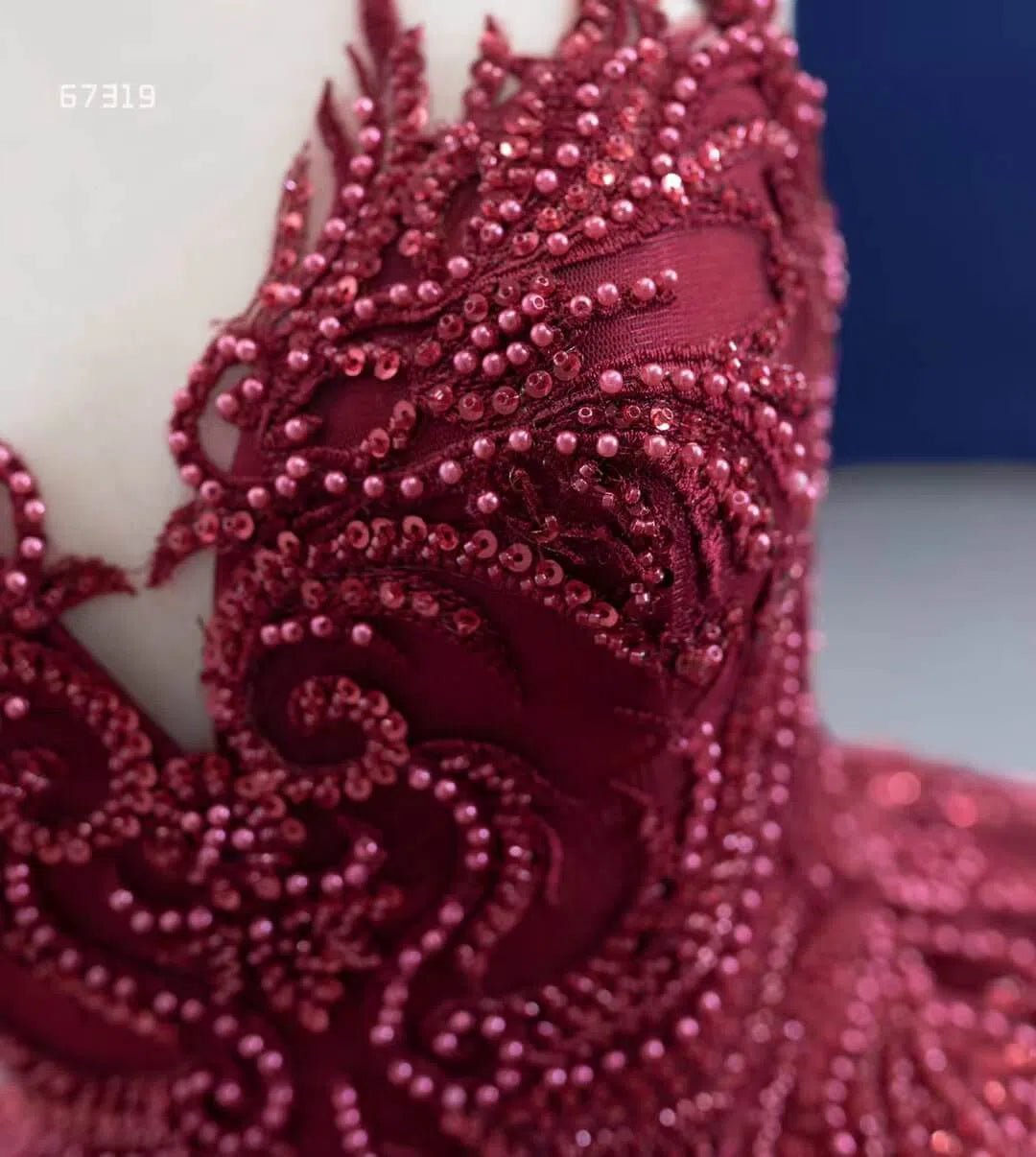 Burgundy Tulle Princess Gown Beaded Lace Quince Dresses Viniodress viniodress-Quinceanera Dresses 2025 -Viniodress-Burgundy-Custom Size-