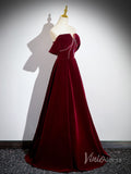 Burgundy Velvet Cheap Prom Dresses 2024 Off the Shoulder Formal Dress 90034-prom dresses-Viniodress-Viniodress