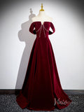 Prom Dress 2025 Burgundy Velvet Cheap Prom Dresses 2024 Off the Shoulder Formal Dress 90034-unique prom dresses-Burgundy-Custom Size-Viniodress