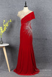 Prom Dress 2025 Burgundy Velvet Sheath Prom Dresses Beaded Evening Dress FD2608-unique Prom Dresses-Red-US2-Viniodress