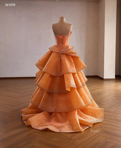 261039 30cm train-Quinceanera Dresses 2026-Viniodress-Orange-Custom Size – Add Measurements in Cart-