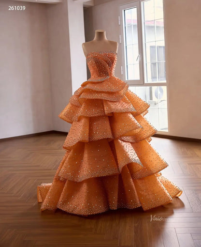 261039 30cm train-Quinceanera Dresses 2026-Viniodress-Orange-Custom Size – Add Measurements in Cart-