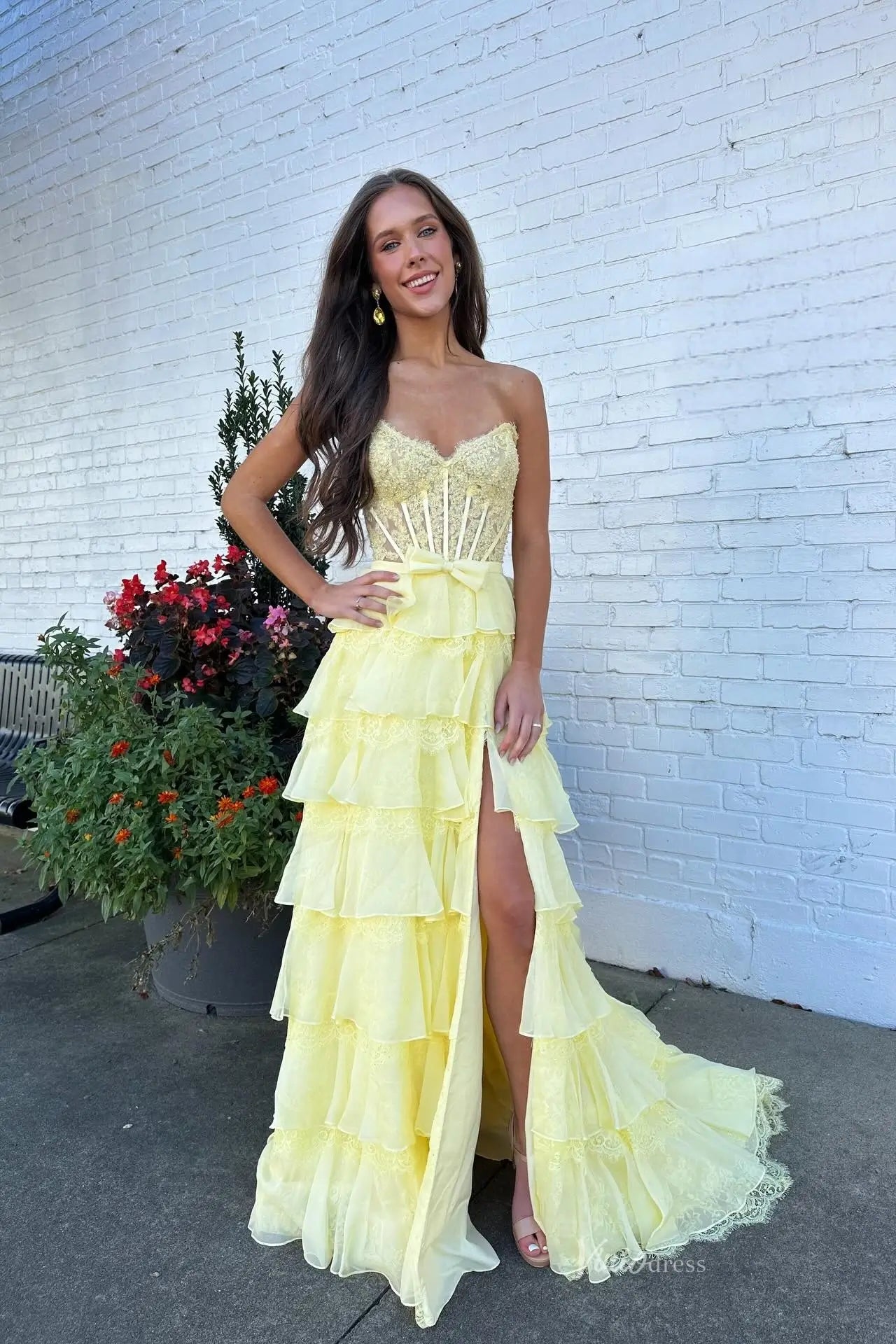 RF323-prom dresses 2026-Viniodress-Butter Yellow-Custom Size-