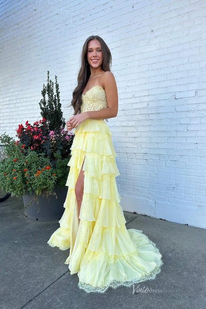 RF323-prom dresses 2026-Viniodress-Butter Yellow-Custom Size-