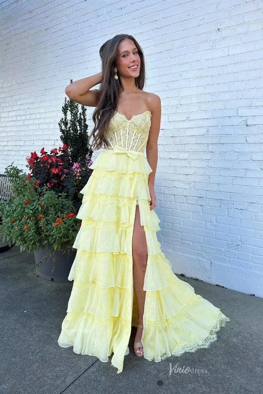 RF323-prom dresses 2026-Viniodress-Butter Yellow-Custom Size-