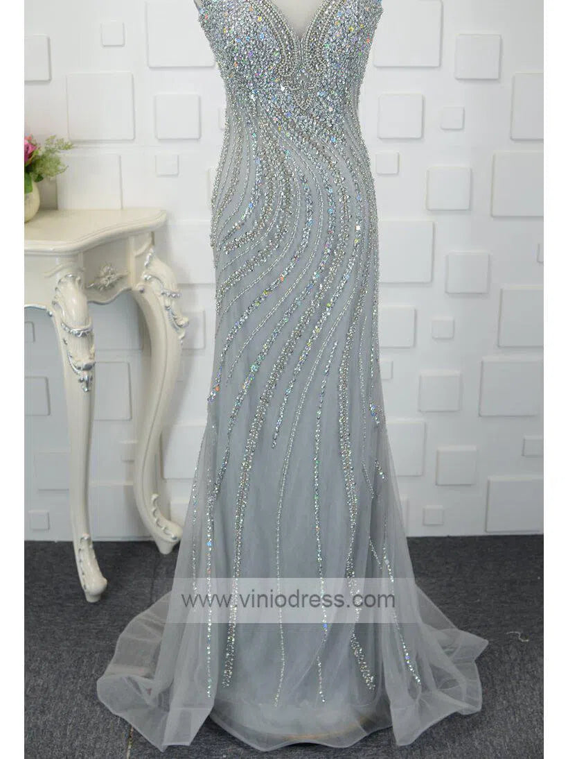 Cap Sleeve Gold Beaded Formal Dresses 20s Evening Dress FD1445-prom dresses-Viniodress-Viniodress