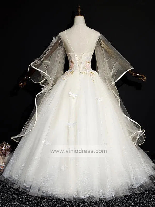 Cape Sleeve Light Blue Ball Gown Prom Dresses Long FD1041-prom dresses 2025 -Viniodress-Light Blue-Custom Size-