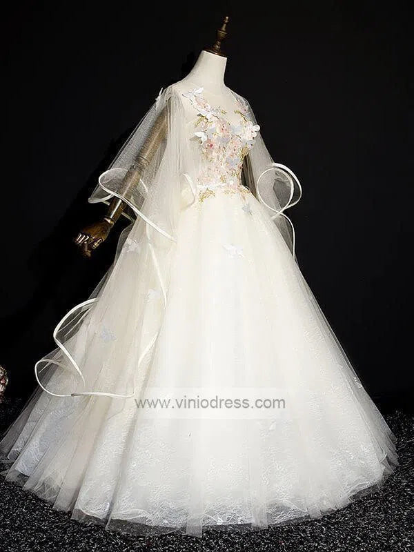 Cape Sleeve Light Blue Ball Gown Prom Dresses Long FD1041-prom dresses 2025 -Viniodress-Light Blue-Custom Size-