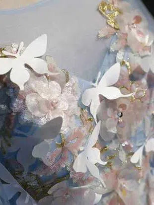 Cape Sleeve Light Blue Ball Gown Prom Dresses Long FD1041-prom dresses 2025 -Viniodress-Light Blue-Custom Size-