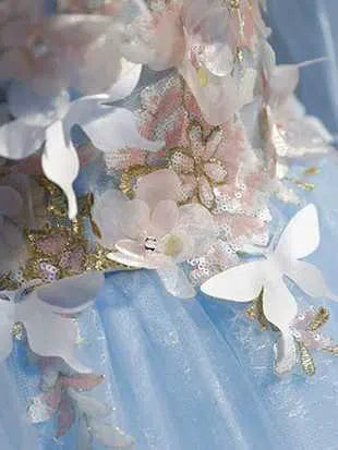 Cape Sleeve Light Blue Ball Gown Prom Dresses Long FD1041-prom dresses 2025 -Viniodress-Light Blue-Custom Size-