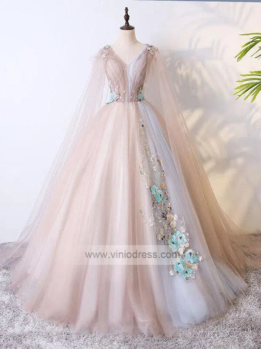 Cape Sleeve Prom Gown Quinceanera Dresses FD1060-prom dresses 2025 -Viniodress-As Picture-Custom Size-