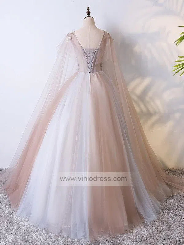 Prom Dress 2025 Cape Sleeve Prom Gown Cheap Quinceanera Dresses FD1060-unique prom dresses-As Picture-Custom Size-Viniodress