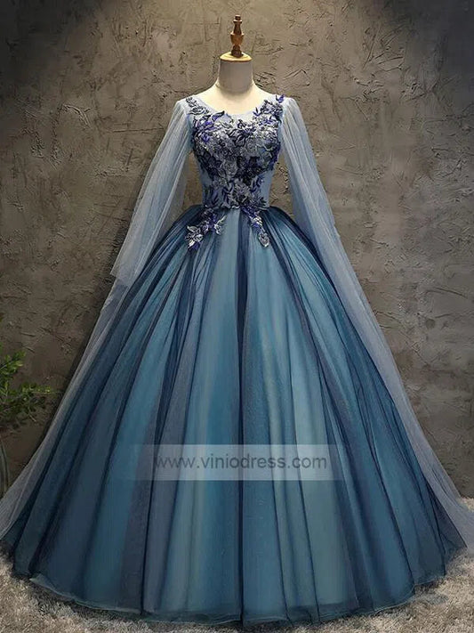 Cape Sleeve Vintage Ball Gown Prom Dresses FD1466-prom dresses 2025 -Viniodress-As Picture-Custom Size-