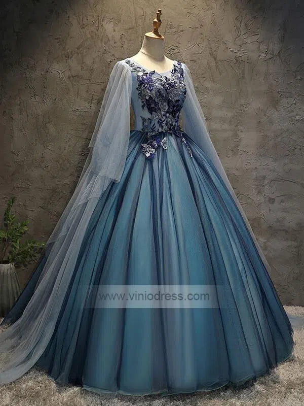 Cape Sleeve Vintage Ball Gown Prom Dresses FD1466-prom dresses-Viniodress-Viniodress