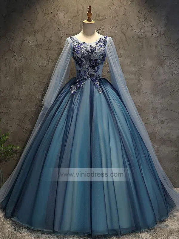 Cape Sleeve Vintage Ball Gown Prom Dresses FD1466-prom dresses-Viniodress-As Picture-Custom Size-Viniodress