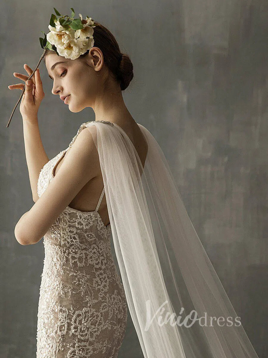 Cathedral Bridal Cape Veils AC1000-Bridal Veil 2025 -Viniodress-Ivory-