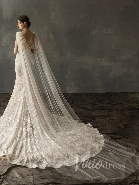 Cathedral Bridal Cape Veils AC1000-Bridal Veil 2025 -Viniodress-Ivory-