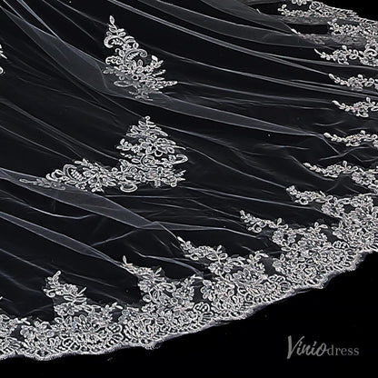 Cathedral Length Bridal Veil with Blusher Viniodress TS1909-Bridal Veil 2025 -Viniodress-Ivory-