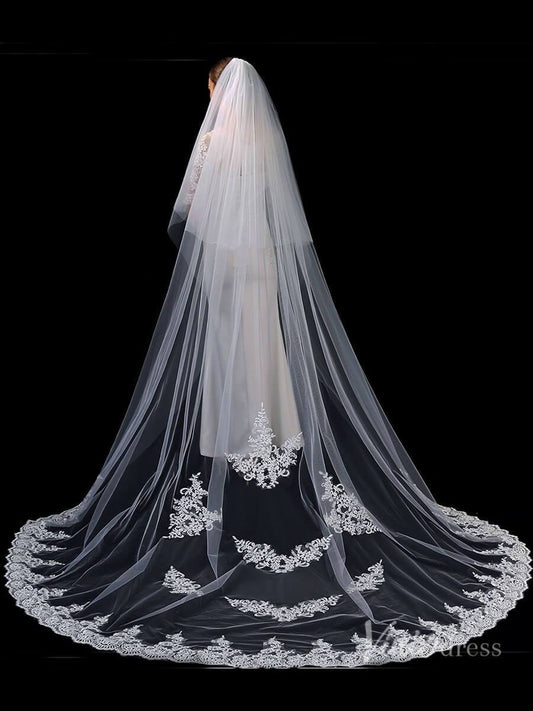 Cathedral Length Bridal Veil with Blusher Viniodress TS1909-Bridal Veil 2025 -Viniodress-Ivory-