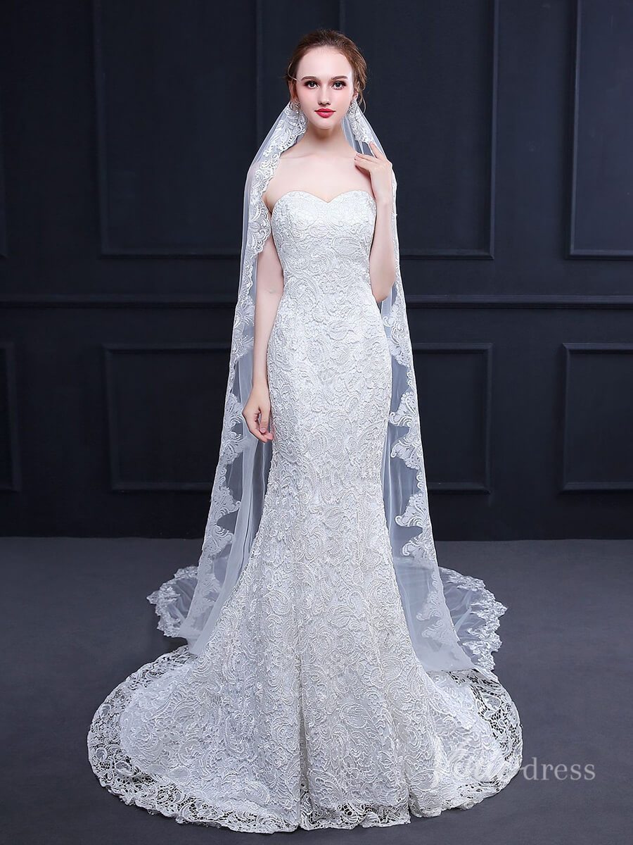 Cathedral Length Lace Mantilla Veil Viniodress TS18013-Veils-Viniodress-Ivory-Viniodress