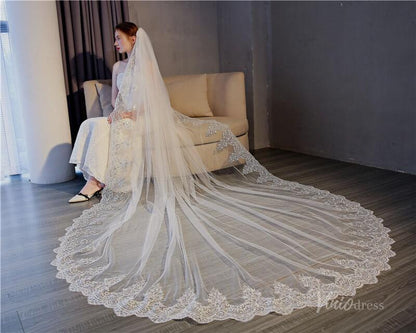 Cathedral Length Mantilla Veil Viniodress TS17154-Bridal Veil 2025 -Viniodress-Ivory-118''-