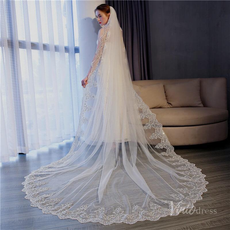 Cathedral Length Mantilla Veil Viniodress TS17154-Bridal Veil 2025 -Viniodress-Ivory-118''-