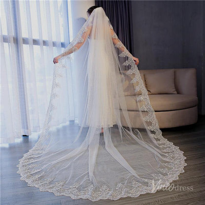 Cathedral Length Mantilla Veil Viniodress TS17154-Bridal Veil 2025 -Viniodress-Ivory-118''-