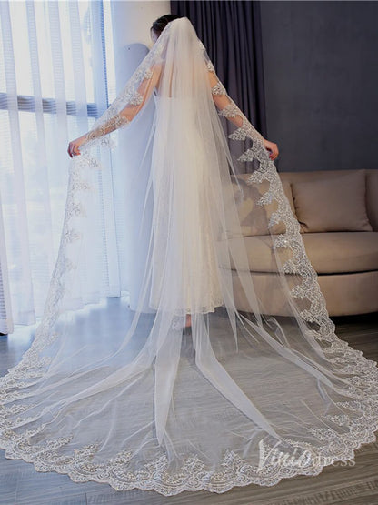 Cathedral Length Mantilla Veil Viniodress TS17154-Bridal Veil 2025 -Viniodress-Ivory-118''-