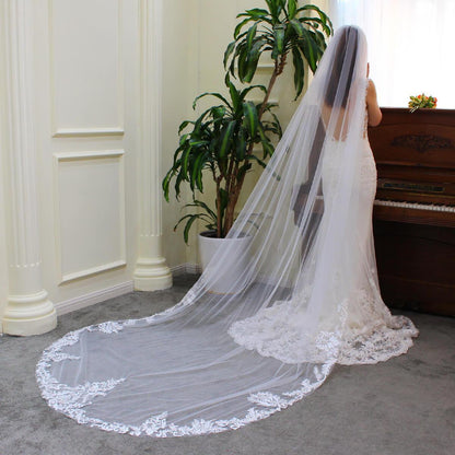 Cathedral Length Spanish Mantilla Veil Viniodress V685-Bridal Veil 2025 -Viniodress-Ivory-