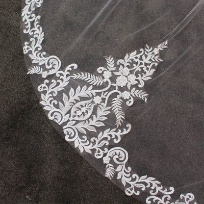 Cathedral Length Spanish Mantilla Veil Viniodress V685-Bridal Veil 2025 -Viniodress-Ivory-