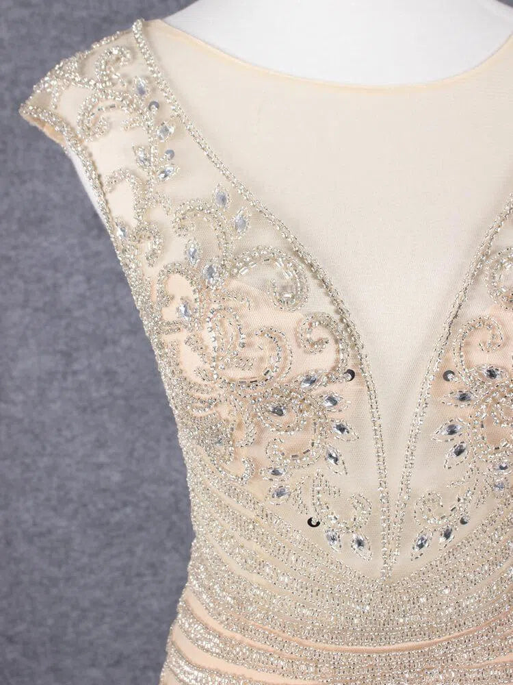 Champagne Beaded Prom Dresses Pageant Gown FD1433-Evening Dresses 2025 -Viniodress-Champagne-Custom Size-