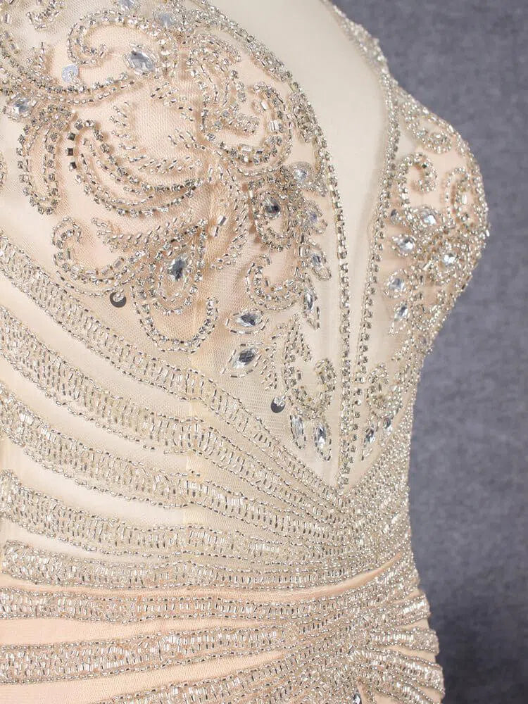 Champagne Beaded Prom Dresses Pageant Gown FD1433-prom dresses-Viniodress-Viniodress