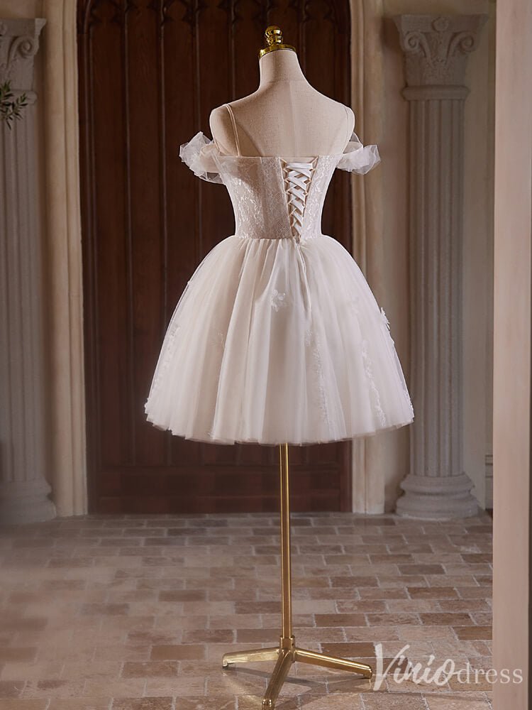 Champagne Beaded String Lace Homecoming Dresses Spaghetti Strap Graduation Dress BJ043-prom dresses 2025 -Viniodress-Champagne-Custom Size-