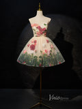 Champagne Floral Blossom Homecoming Dresses Short Rosette Dress BJ016