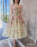Champagne Floral Lace Strapless Prom Dresses Rosette Maxi Dress TO009