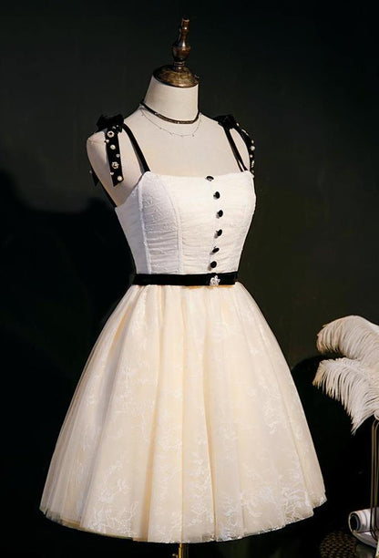 Champagne Lace Homecoming Dresses with Strap SD1366-Homecoming Dresses 2025 -VINIODRESS-US2-Champagne-