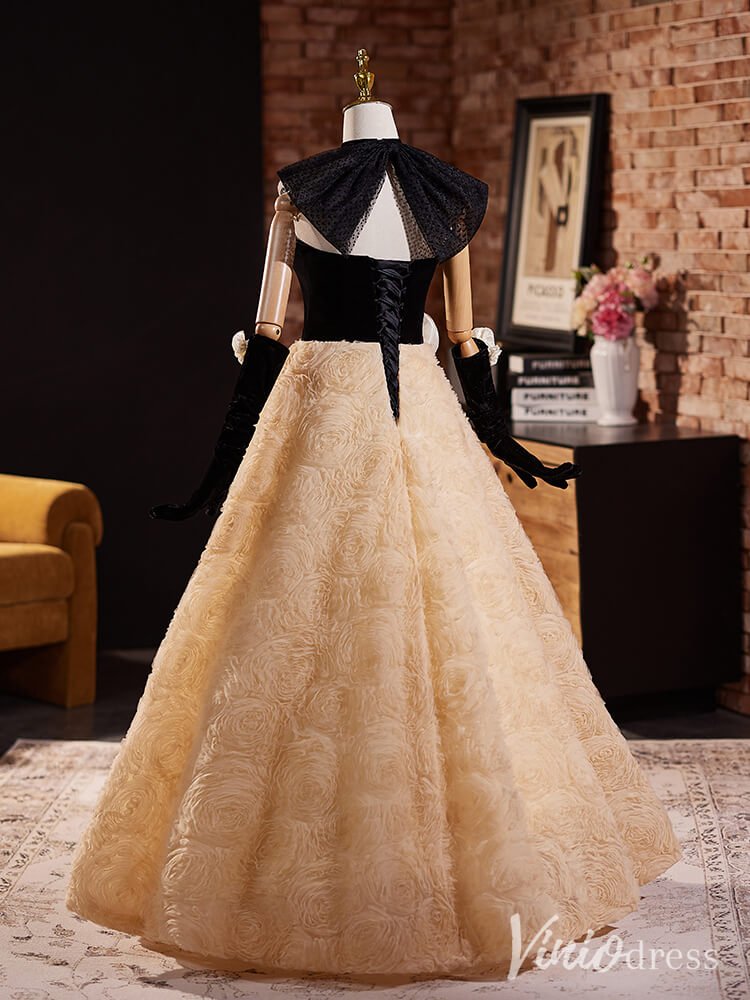 Champagne Rosette Sweetheart Prom Ball Gown Bow-Tie Formal Dress AD1317-Quinceanera Dresses 2025 -Viniodress-Champagne-Custom Size-