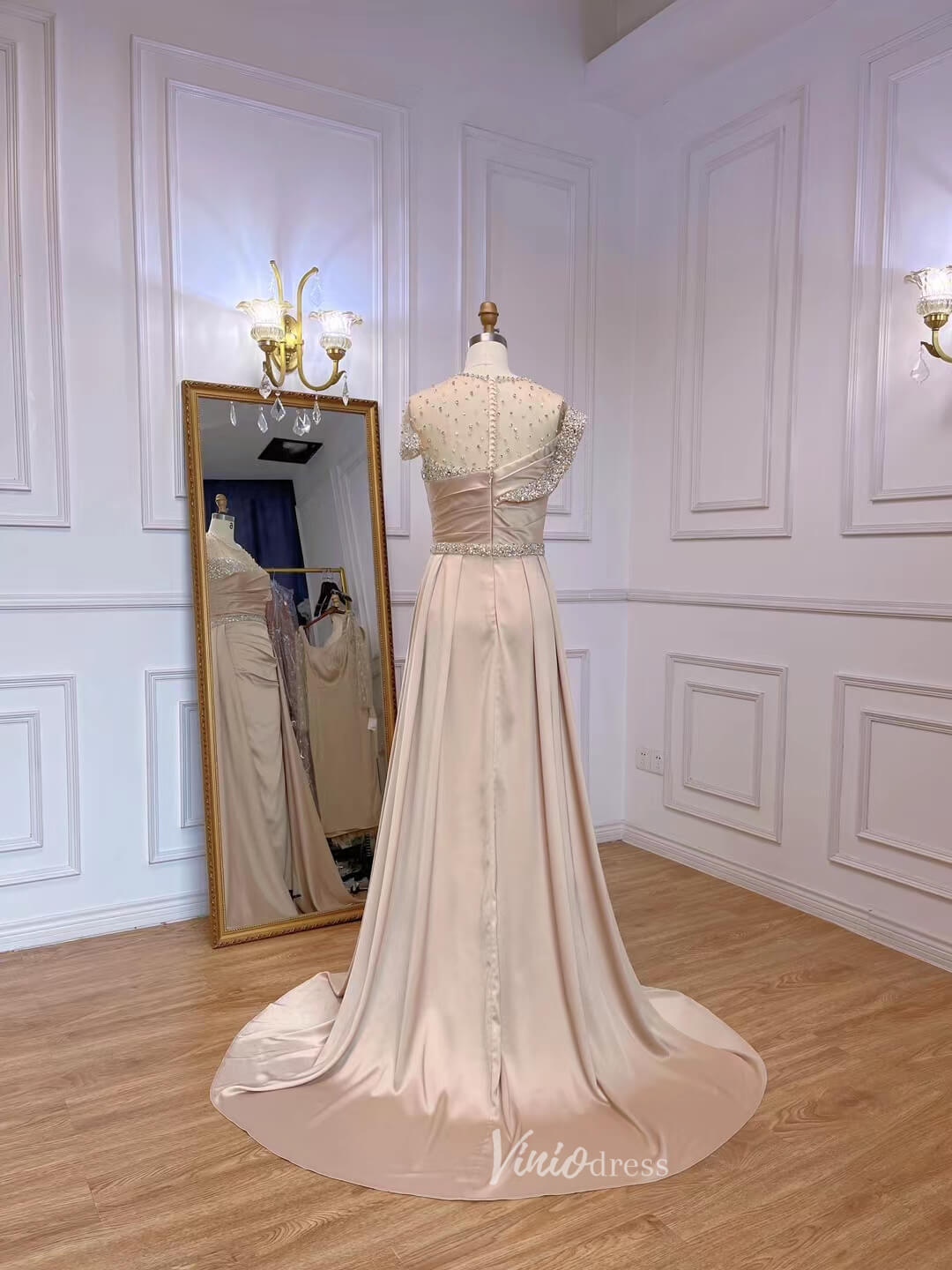 Champagne Sheath Mother of the Bride Dress Overskirt Evening Dresses 2 Viniodress Champagne Sheath Mother of the Bride Dress Overskirt Evening Dresses 2 Viniodress