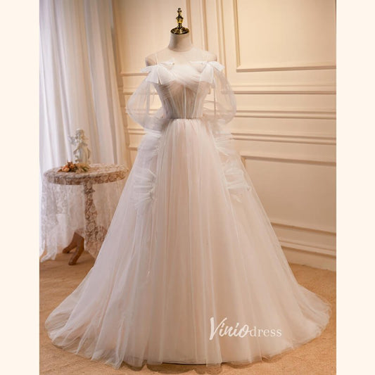 Champagne Tulle Prom Dresses Spaghetti Strap Evening Dress FD3209-prom dresses 2025 -Viniodress-Champagne-Custom Size-