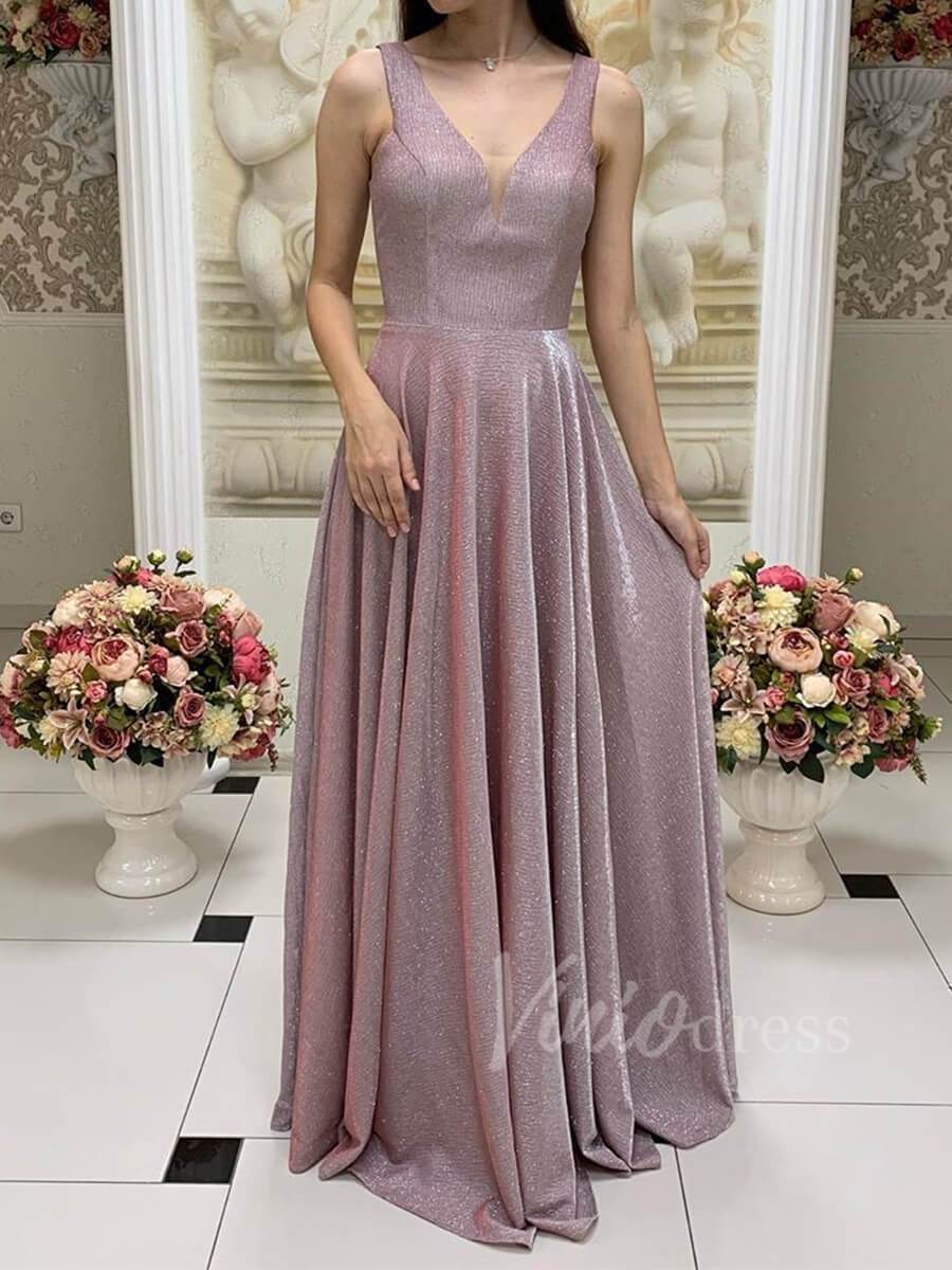 Cheap Glittery Mauve Long Prom Dresses with Bling FD1605-prom dresses-Viniodress-Mauve-Custom Size-Viniodress